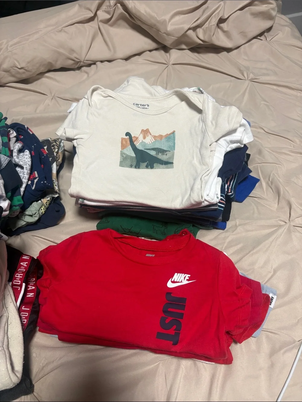 Nike Red Short Sleeve Tee with White Swoosh and Bold 'JUST' Print